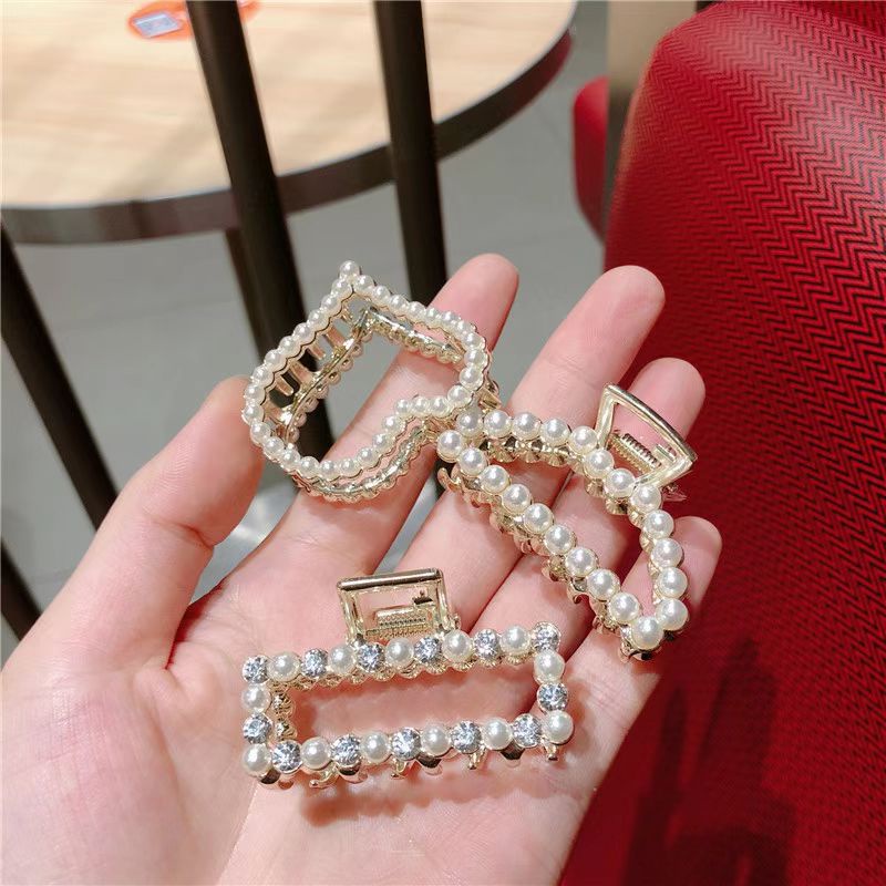 (Hello Girl)F151 INS Korean Square Acrylic Mini Hair Claw Clip girl Women Fashion Gold Geometric Hairpin Pita Mutiara