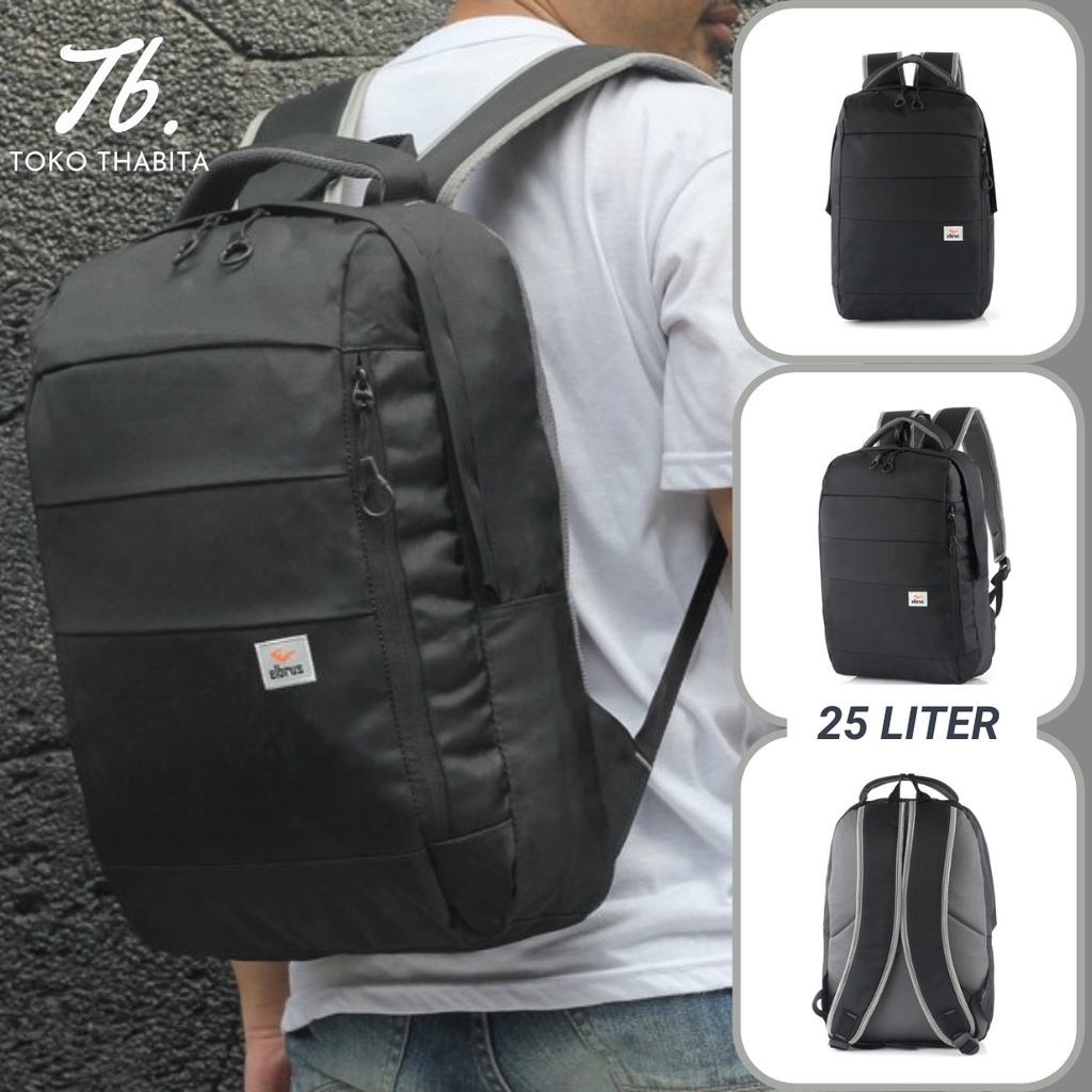 Toko Thabita - Backpack Pria 25 Liter Ransel Traveling Elbrus Original Tas Punggung Hitam