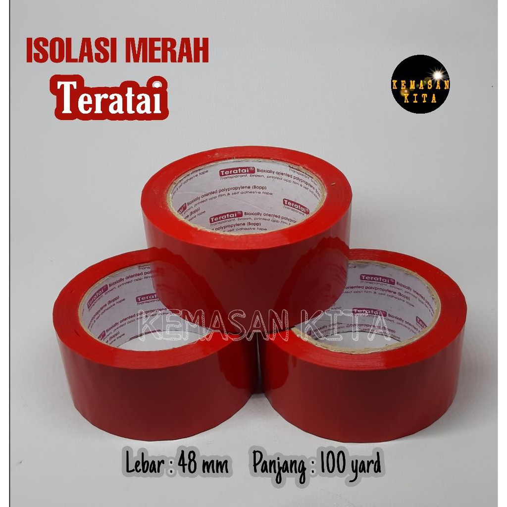 

ISOLASI MERAH TERATAI LAKBAN SELOTIP SOLASI OPP PLASTIK WARNA100 Yard 2inch