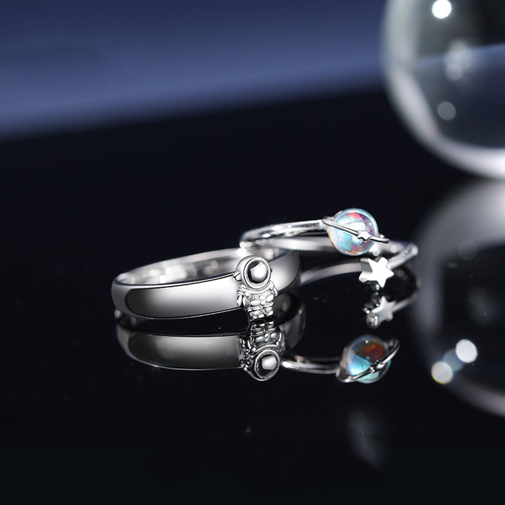 1Pcs Couple fashion ins Wind Star Planet Astronauts Opening adjust finger index rings Jewelry