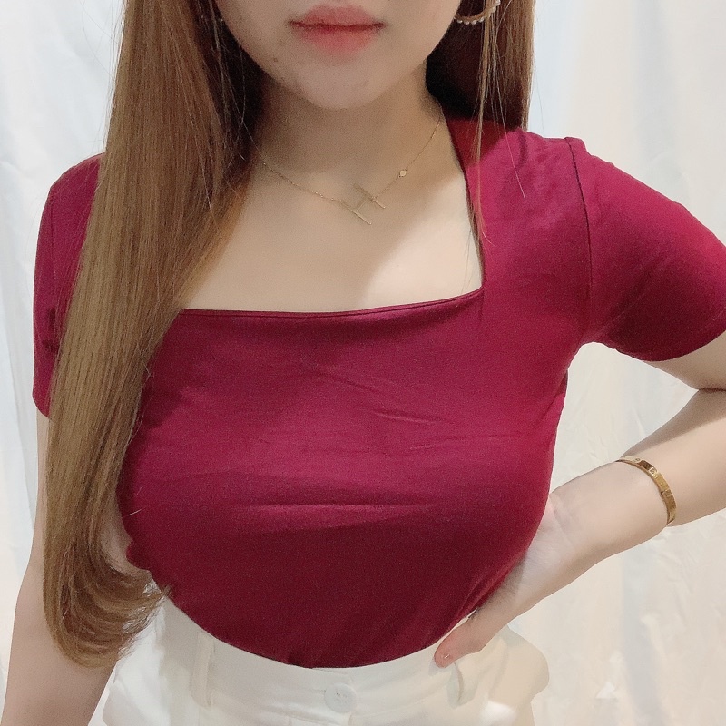 Premium SquareNeck Top | Front Double Layer | Blouse Polos Atasan Wanita | Maimon Grosir