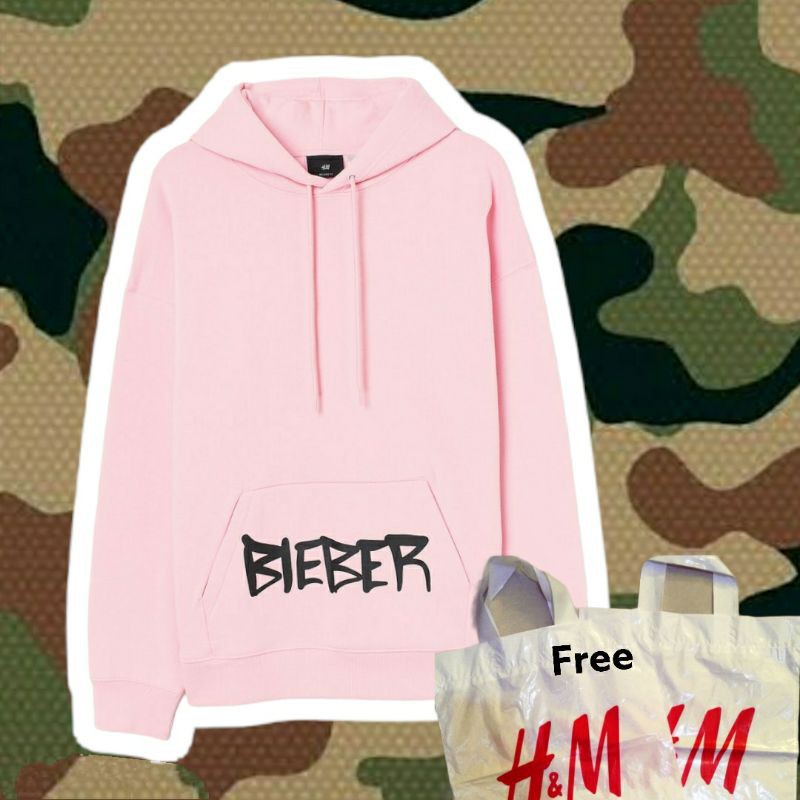 hoodie h&m hnm Justin bieber Duck changes Pink Full tag dan label
