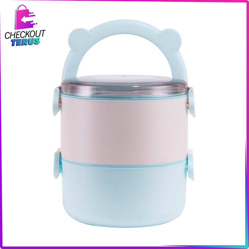 CT C447 Tempat Makan Anak 3 Tingkat Karakter Motif Lucu Kotak Bekal Anak Rantang Susun Anak Lunch Box Set BPA FREE