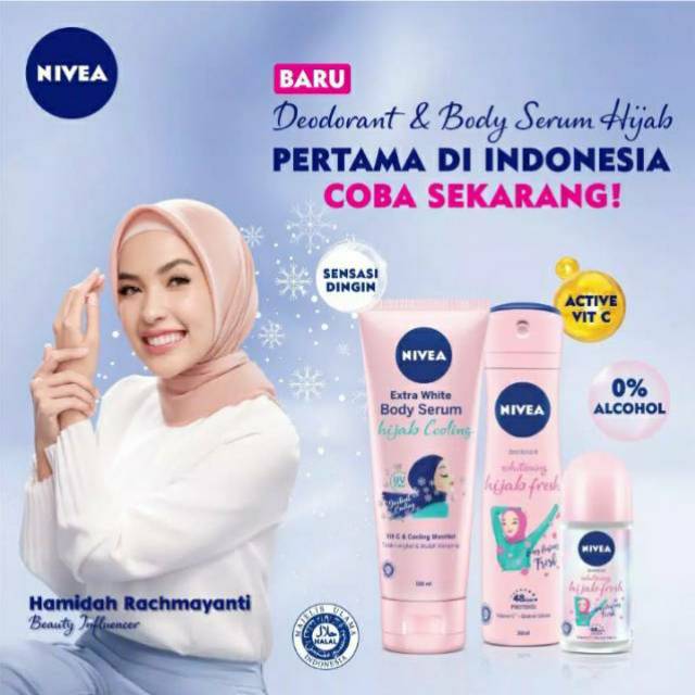 NIVEA Extra White Body Serum Cooling Hijab 180ml | bodylotion | handbody | deodorant | hijab |