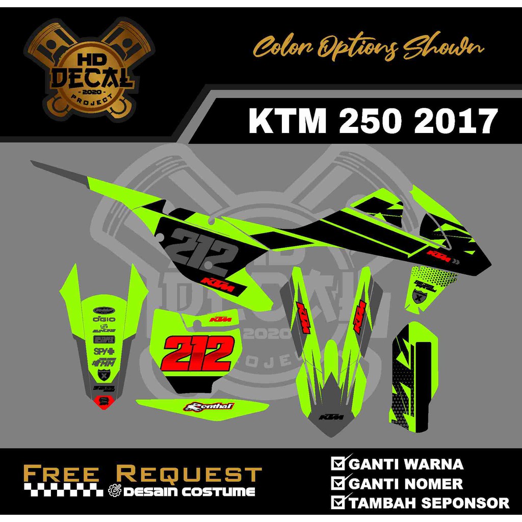 

Decal KTM 250 2017 Hijau Stabilo Desain Costume