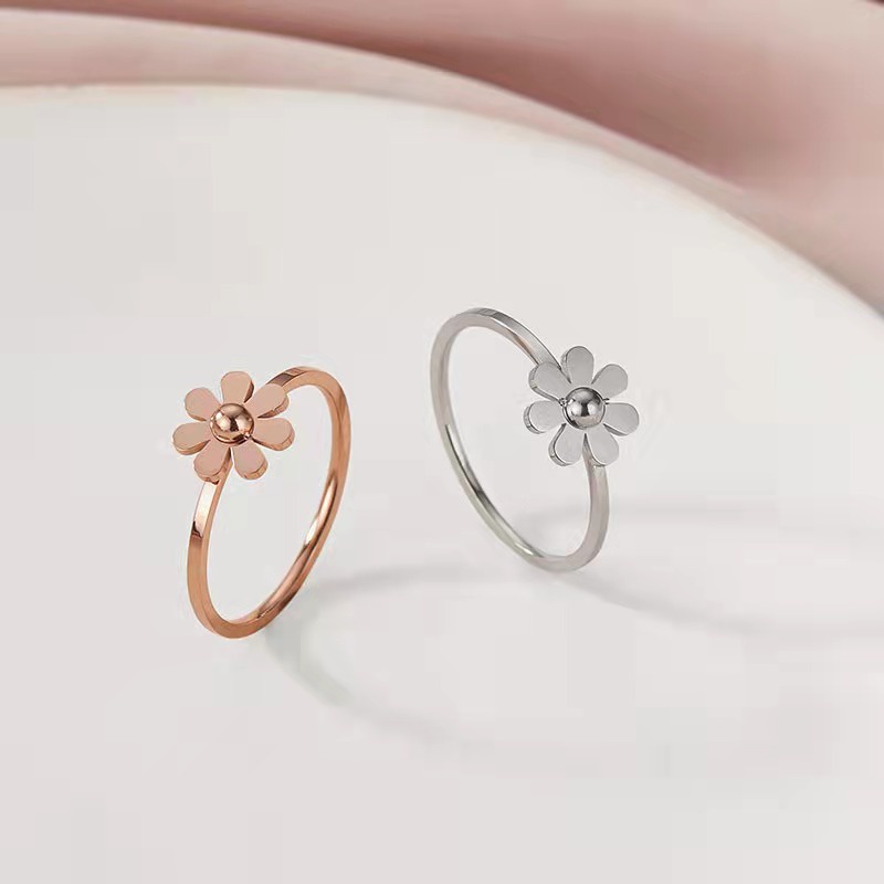 Cincin Titanium Daisy Kecil - Cincin Bunga Aksesoris Fashion Korea Import