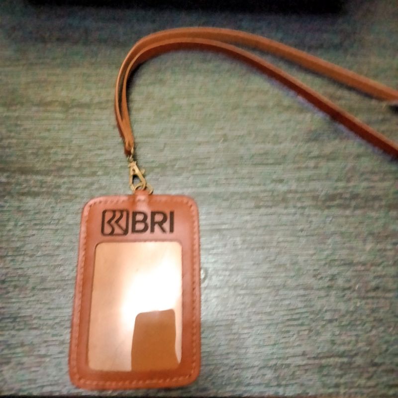 Kulit Asli Id Card Holder Gantungan  Logo Bank BRI