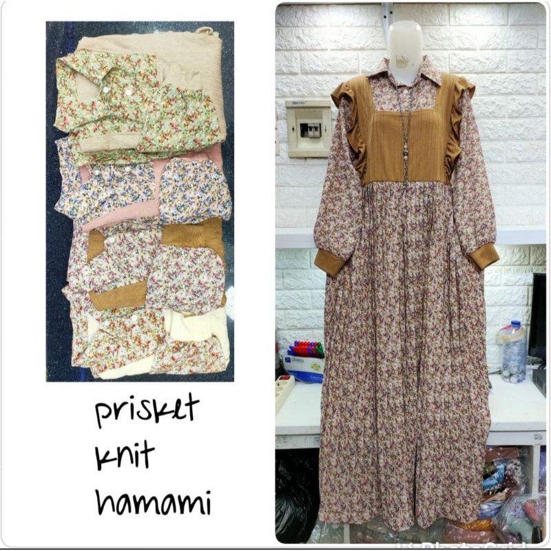 Teenager | Gamis Dress Plisket Hanami Kombi Knit Import Premium