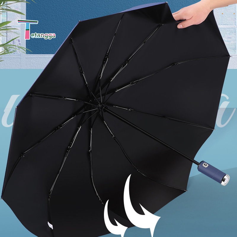 Payung LED Payung Lipat Bahan Pelindung Dari Sinar UV Matahari Dan Hujan Disertai Dengan Senter Tutup Anti UV