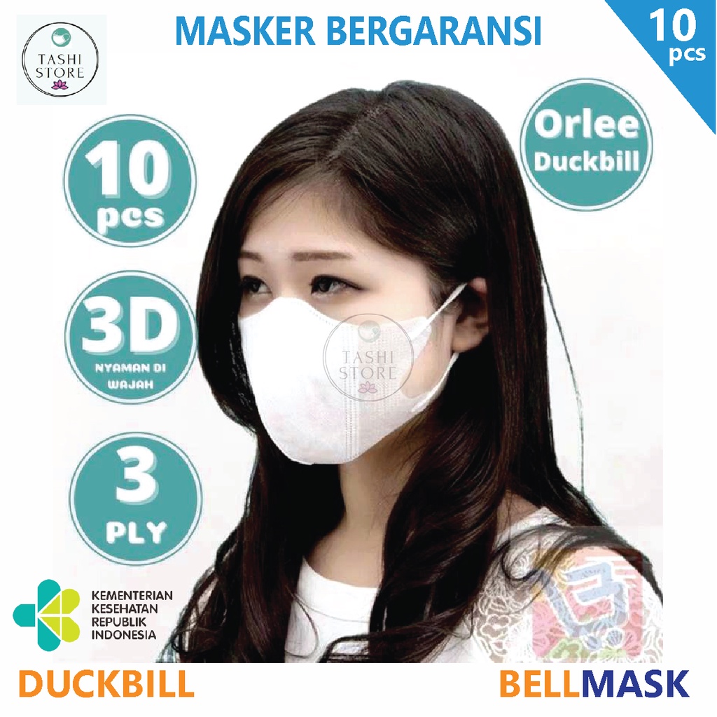 Masker Duckbill isi 10pcs warna 3 ply Model garis