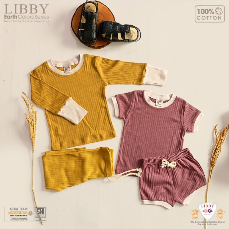 LIBBY EARTH COLOR  JASPER SET SERIES PENDEK setelan pendek LIBBY EARTH SERIES /setelan pendek bayi Libby polos/ jasper pendek libby baby/ setelan libby jasper pendek terbaru