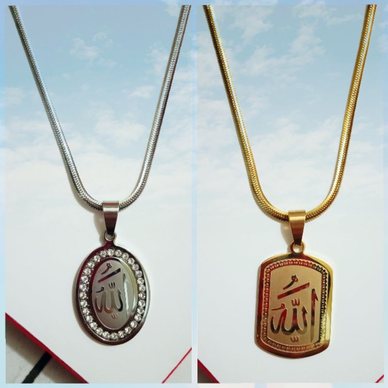 kalung +liontin titanium lafadz allah uk45cm