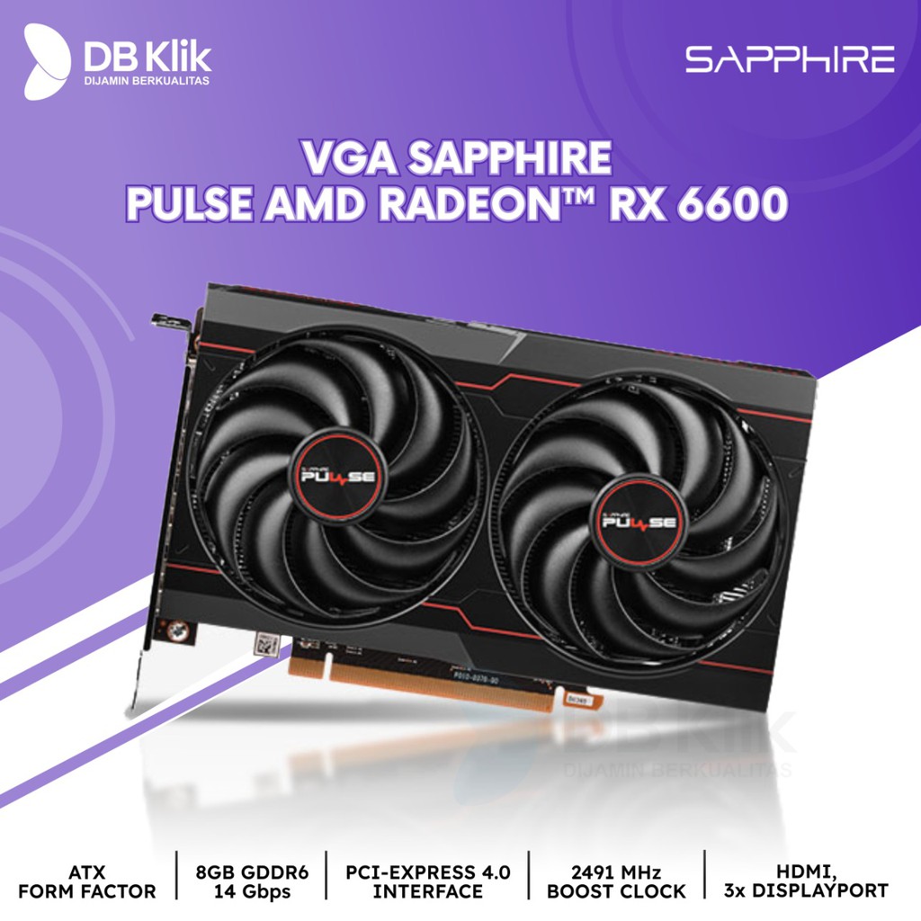 VGA SAPPHIRE PULSE AMD RADEON RX 6600 GAMING 8GB GDDR6 HDMI/TRIPLE DP