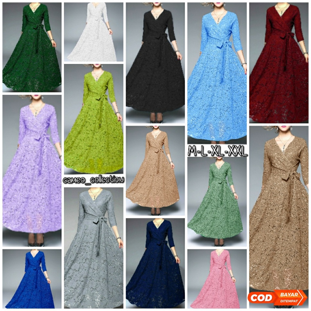 ( COD ) MAXI ICHA GAMIS BRUKAT MAXI DRESS KONDANGAN SERAGAM UNDANGAN BRIDESMAID CANTIK MEWAH BAGUS T