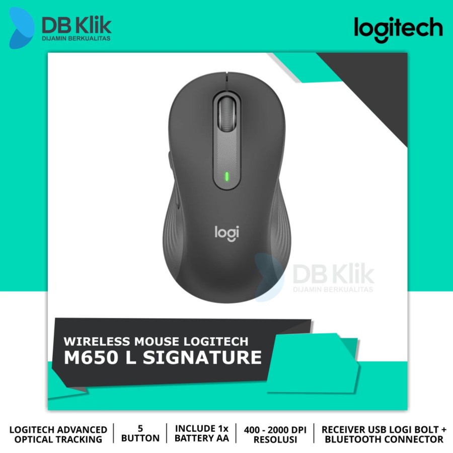 Mouse Logitech M650 L Signature Wireless and Bluetooth 2000DPI - LARGE LARGE GRAPHITE