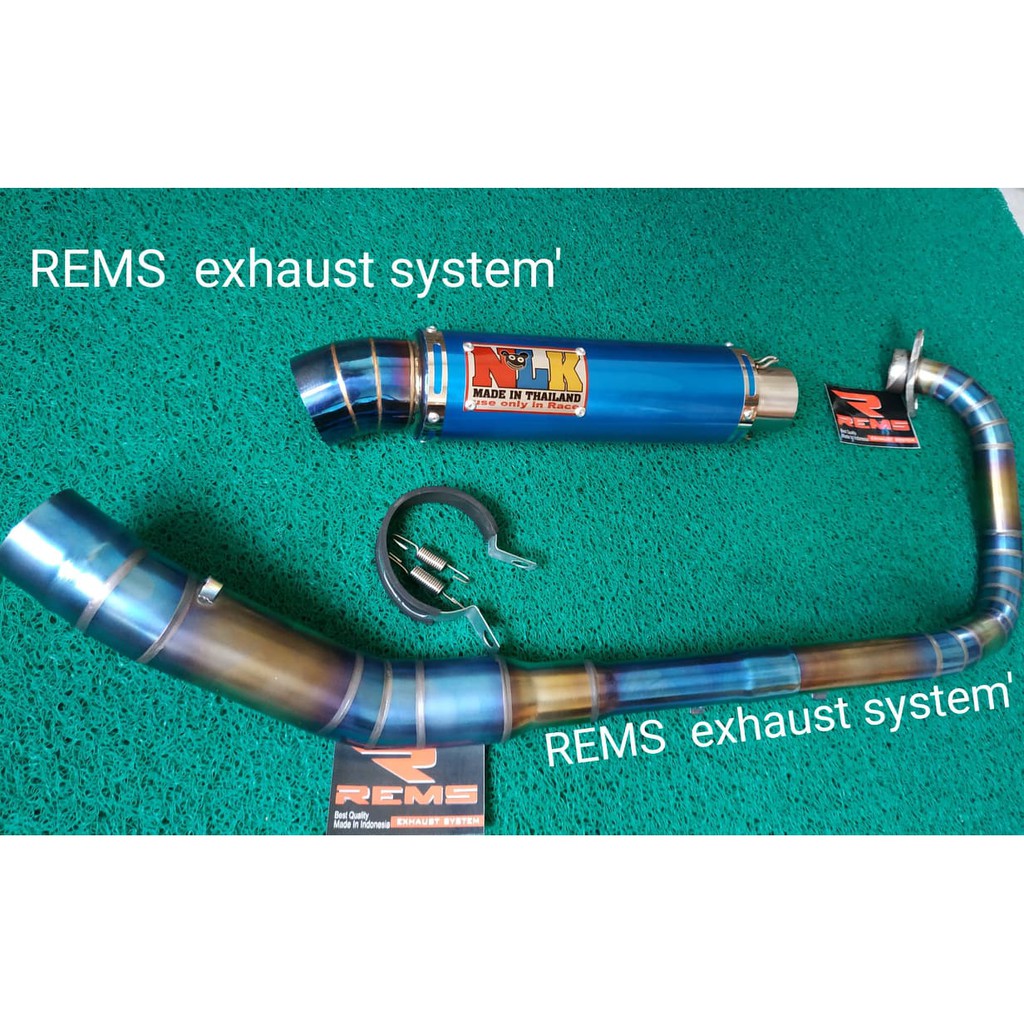 Knalpot racing NLK Biru Bluemoon  Mx King150  Mx new135 Fullset Leher full stainles sanblasting
