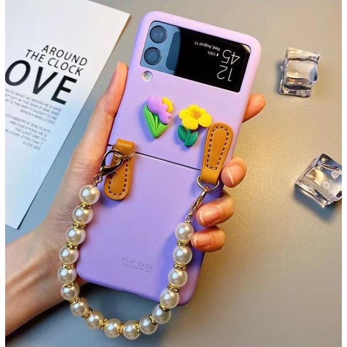 READY STOCK  Casing Samsung Galaxy  Z Flip 3 5G 2021 Matte With Rantai Mutiara Fashion Case