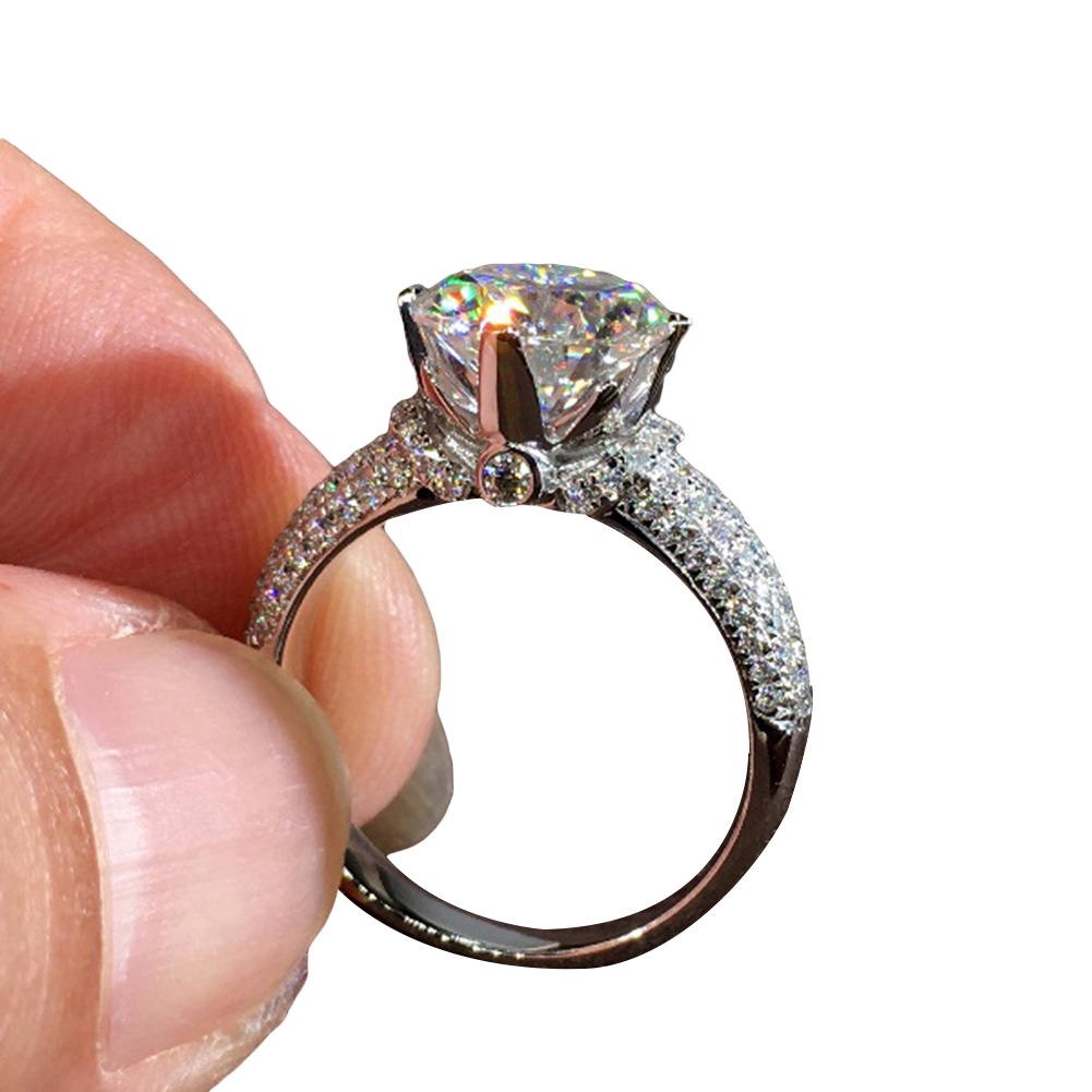 Hu Hu Hu Hu Hu Alat Bantu Pasang Kacamata♡ Cincin Wanita Hias Cubic Zirconia Bentuk Bulat Gaya Mewah Untuk Pernikahanpertunanganhadiah