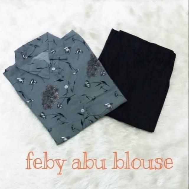 PROMO SETELAN BAGGY PANTS HITAM + KEMEJA FEBY MONALISA (1kg muat 3 pasang)