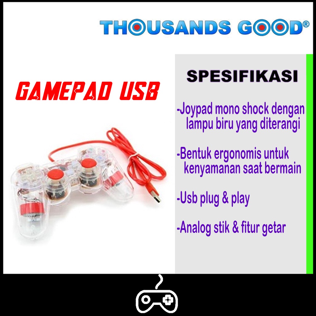 GAMEPAD PS TRANSPARAN GAMEPAD USB KOMPUTER