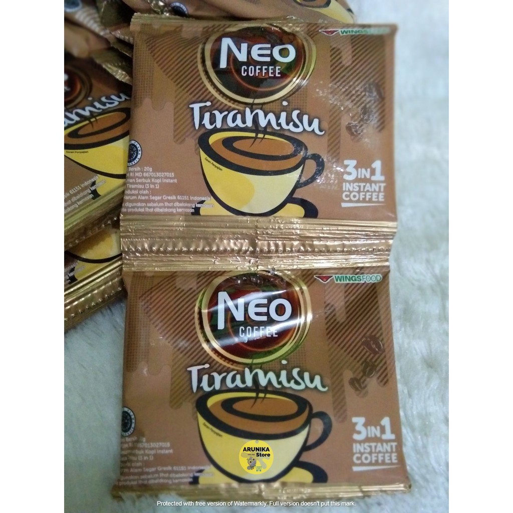 kopi Neo Coffee Tiramisu 1 Karton / dus / box Isi 18 renceng 180 pcs