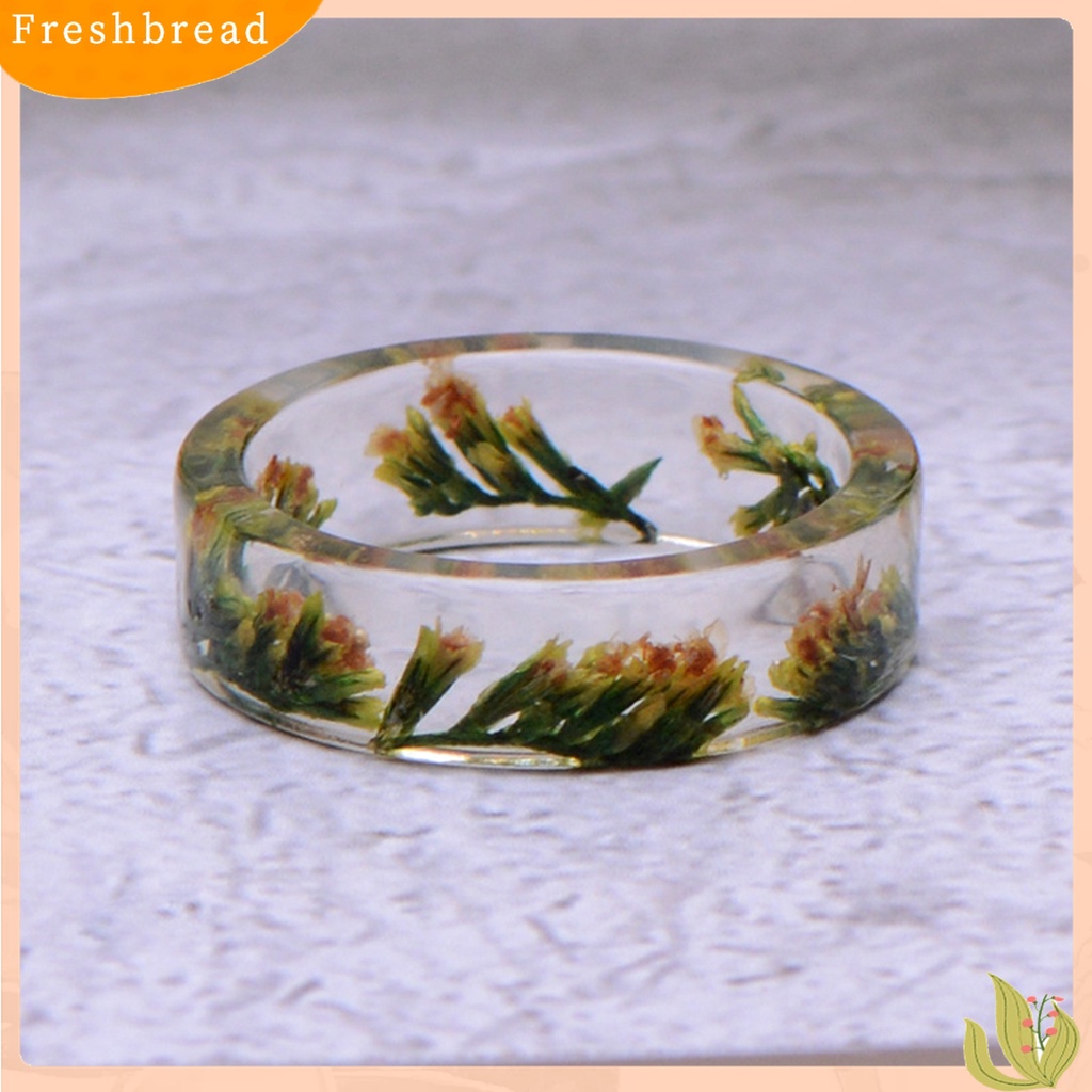 [TERLARIS]Women Retro Handmade Transparent Resin Dried Flower Ring for Anniversary Dating