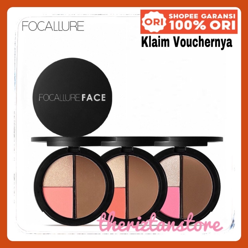 Focallure 3 Face Colours Highlighter Contour Blush / FA20