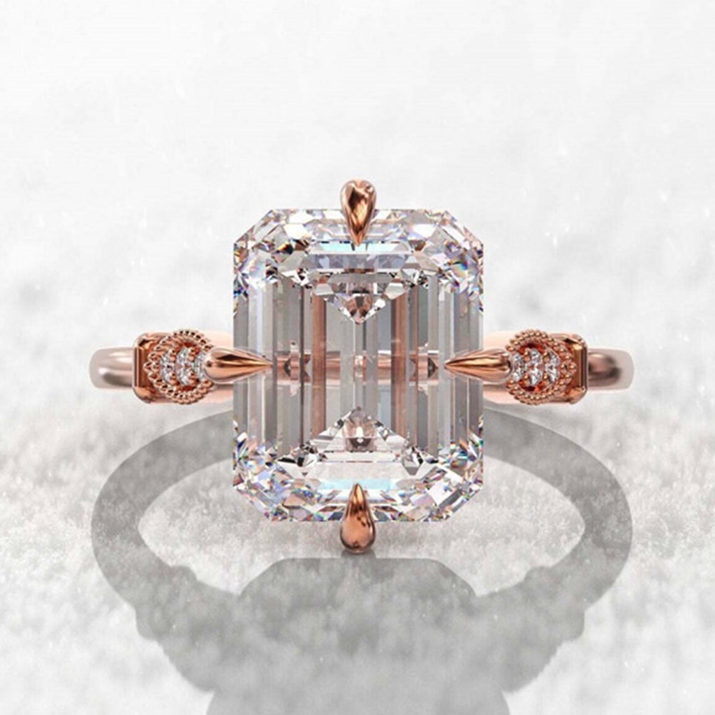 Hu Hu Hu Hu Hu Alat Bantu Pasang Kacamata♡ Cincin Jari Warna Rose Gold Hias Kristal Imitasi Gaya Klasik Untuk Wanita