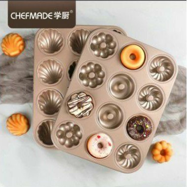 Chefmade 12 cups doughnut pan 3 motif / loyang donat WK9288