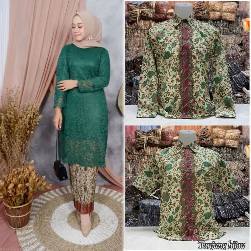 Kebaya Couple Tunik Brukat Kinanti / Batik Couple / Baju Kebaya Kondangan Couple