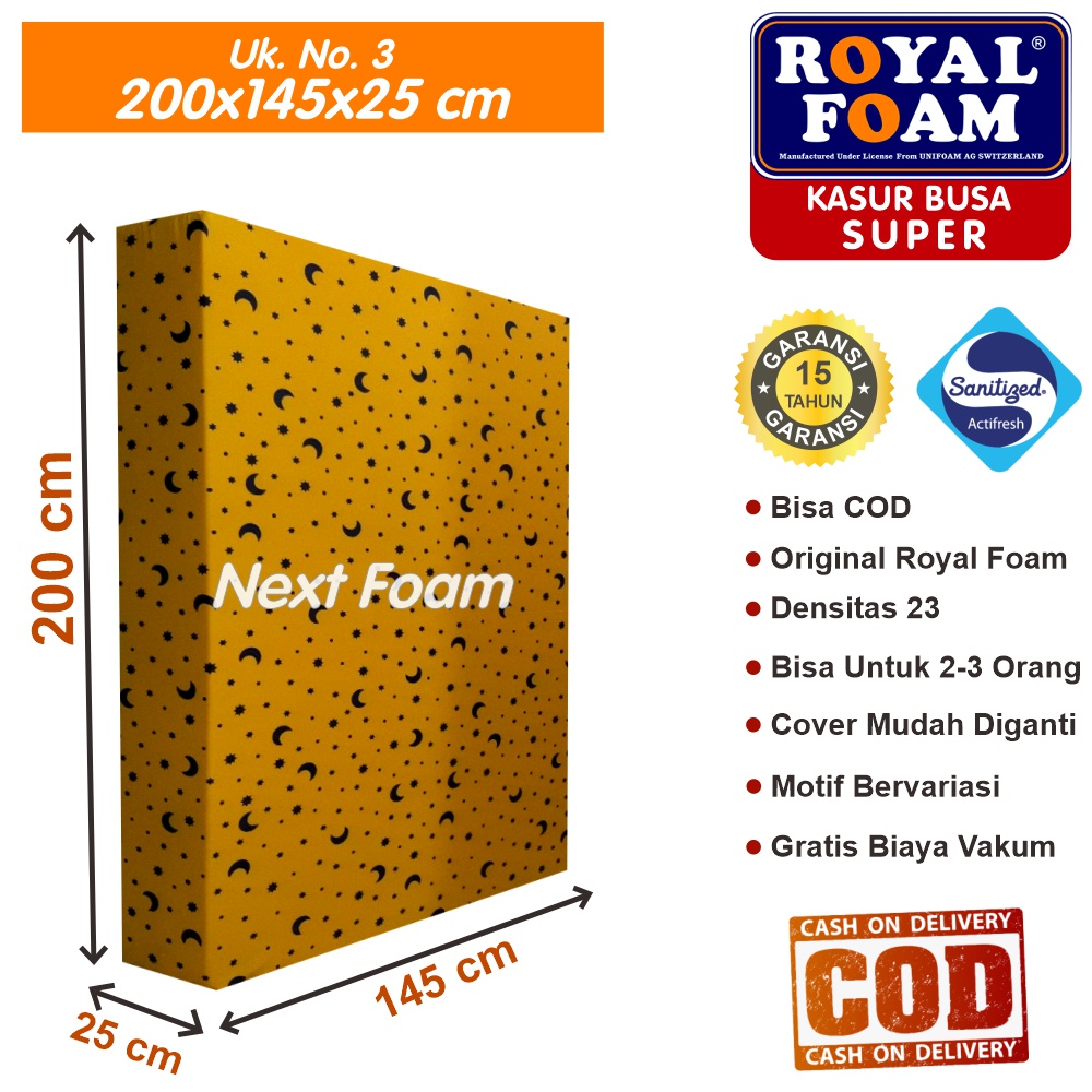 Kasur Busa Royal Foam Ukuran No 3 200x145x25 cm Tebal 25 cm D23 ORIGINAL Garansi 15 Tahun