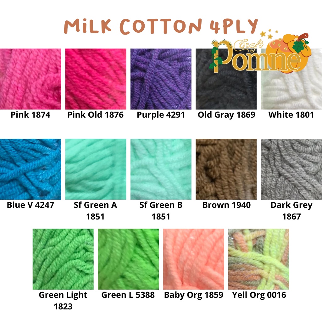 Sakura Milk Cotton Yarn 4 ply - Benang Rajut Sakura Milk Cotton 50 gram