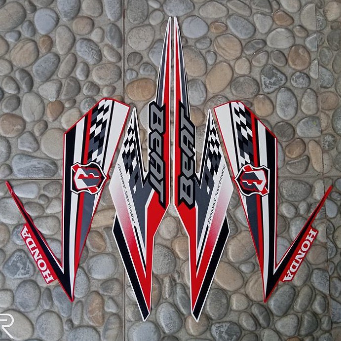 stiker striping motor beat esp 2018 putih merah