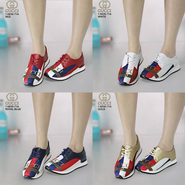  SEPATU  GUCCI  6830 71A SEMPREM BAHAN KANVAS COMBI KULIT  