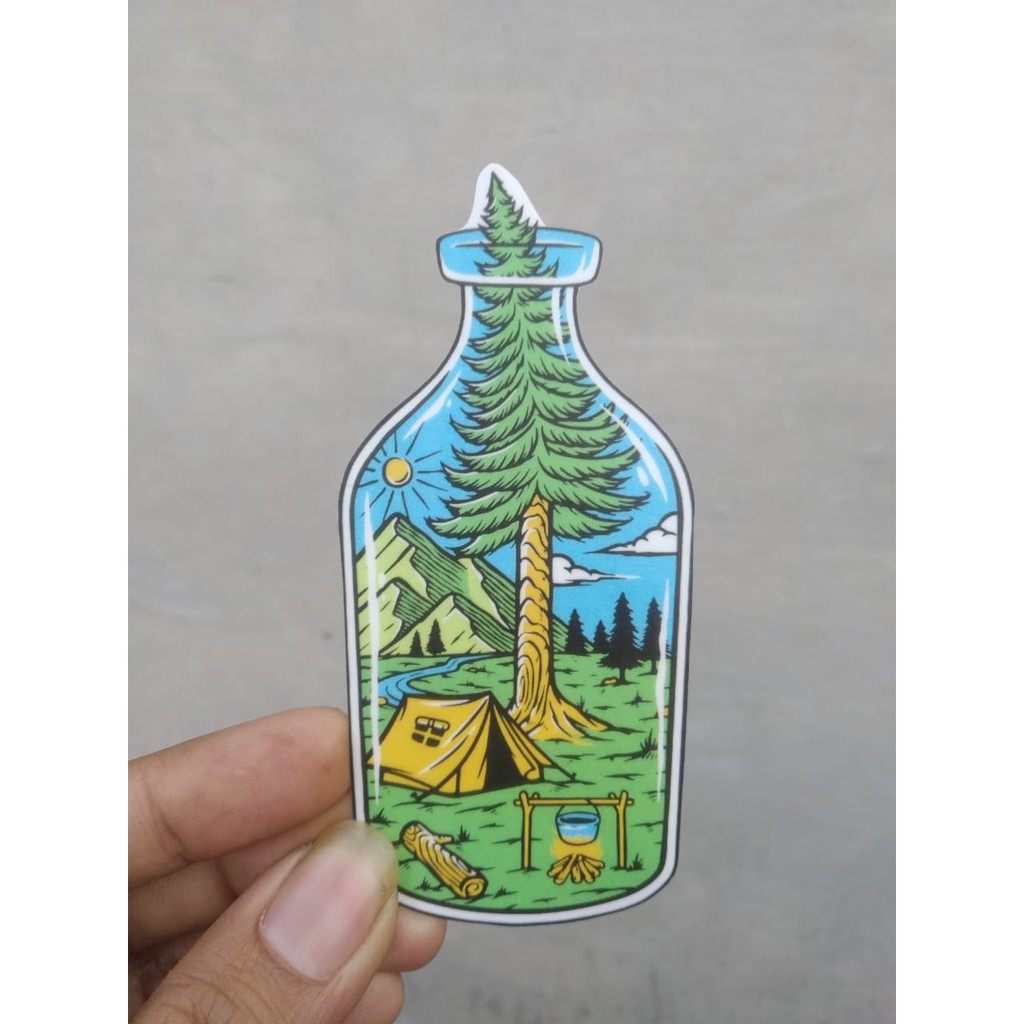 Stiker Cutting Gunung Botol Aesthetic | Stiker Gunung | Stiker Anak Gunung | Stiker Motor