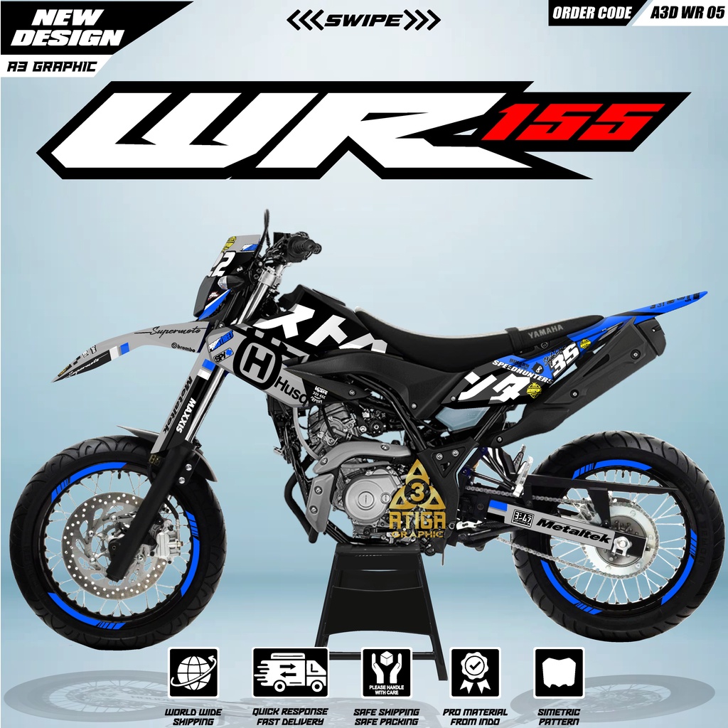 Decal WR 155 Full Body Bebas Custom variasi decal WR155 terbaru keren dekal wr hologram pelangi A3D 