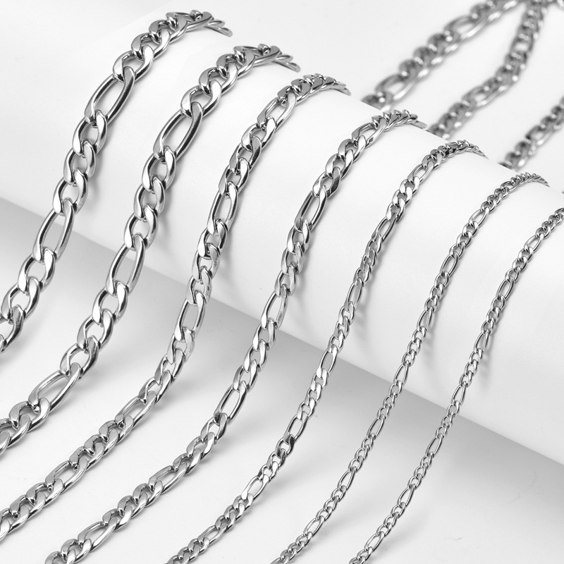 Kalung Rantai 3: 1 Bahan Stainless Steel Warna Silver Gaya Hip Hop Eropa Amerika
