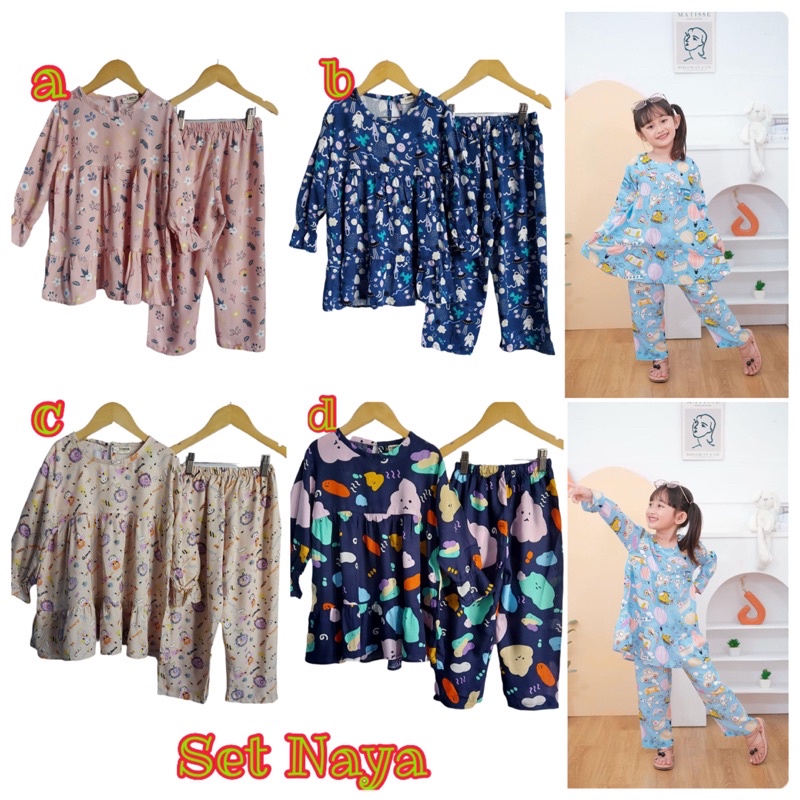 Set Naya Setelan Rayon Anak Neeca Kiddos Over Cut Size 2,4,6,8,10