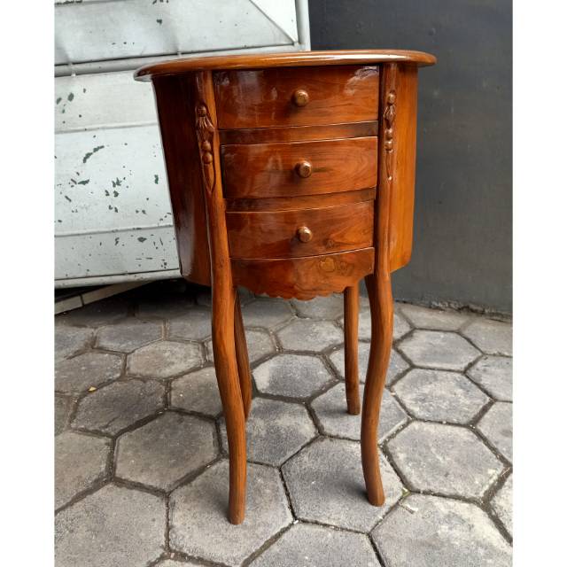 Nakas, Side table Bulat kayu jati