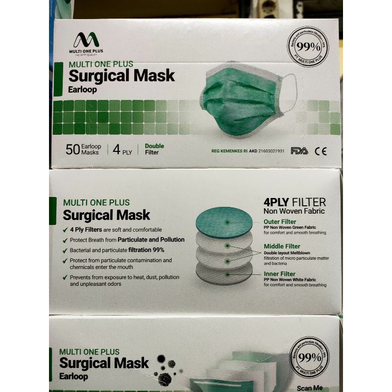 Masker Surgical 4 Play Isi 50 double Filter