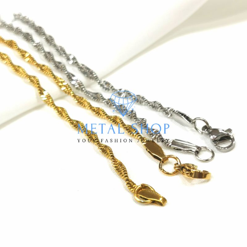 Kalung Titanium Pria Wanita Anti Karat Model Bursalino Plintir