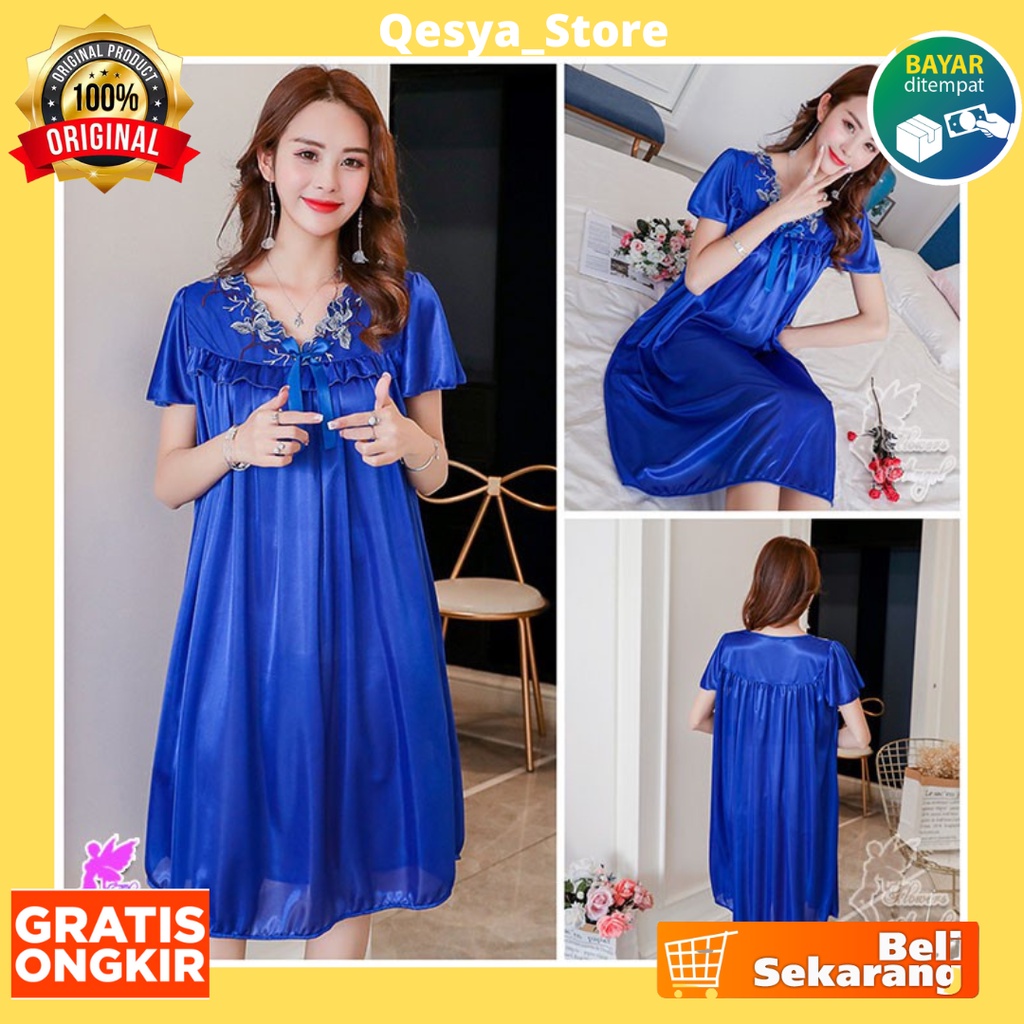 Daster Lingerie Sexy Jumbo Bordir V Neck Pita import murah berkualitas baju tidur wanita pakaian wan