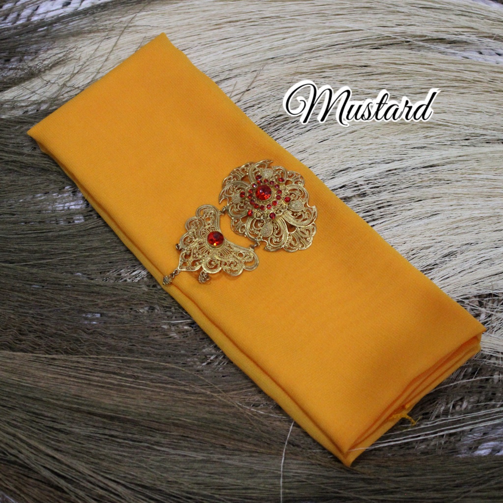 Selendang Sifon Hycon | Selendang Bali | Senteng-Mustard