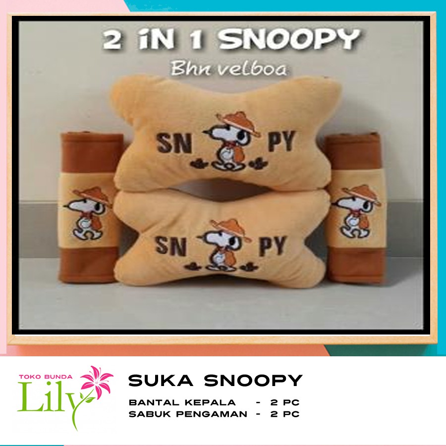 Suka Snopy Aksesoris Bantal mobil Snopy 2 in 1