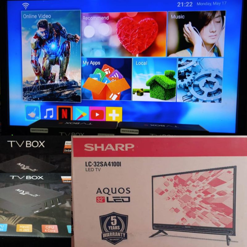 LED TV Sharp 32 Inch + TV BOX ANDROID FREE BRACKET HDMI