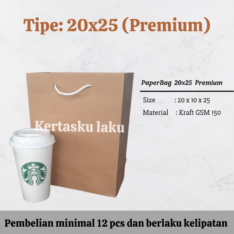 

Paper bag 20x25 Coklat GSM 150, tas kertas coklat polos, P20 L10 T25
