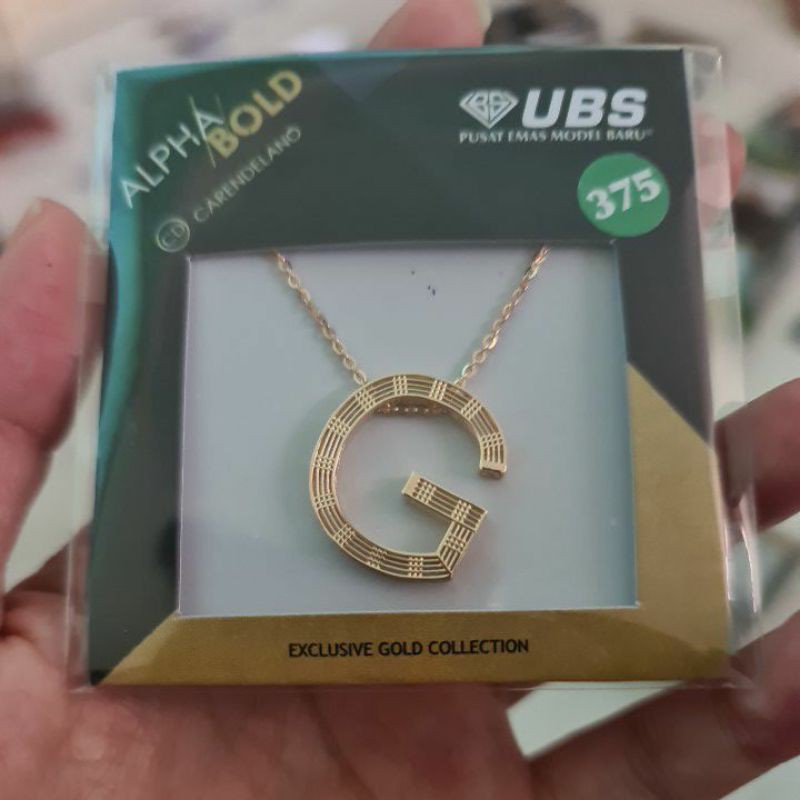 Kalung Alpha Bold huruf G kadar 375 UBS