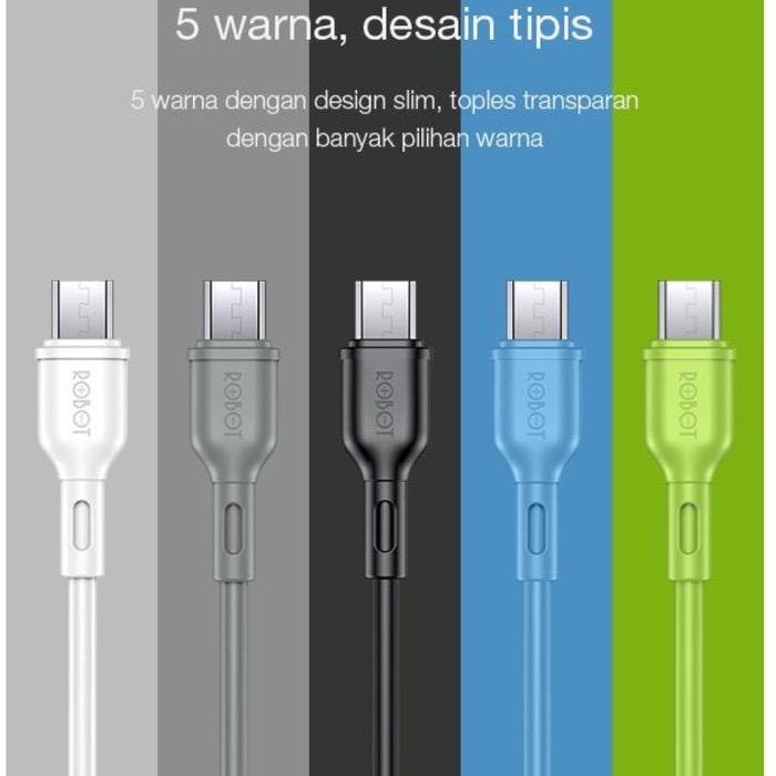 promo Robot Kabel Data RBM100S Data Cable Micro USB 100cm Fast Charging 2A Original Resmi (1toples 20pcs)