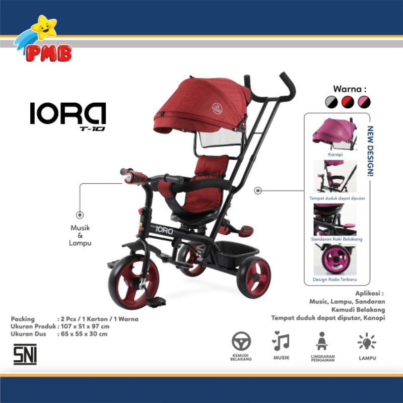 Sepeda Anak Roda 3 Tiga PMB Iora T-10, T-09, T-17, T-18 Sepeda Stroller