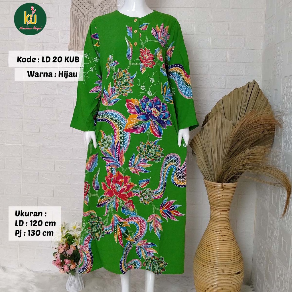 COD DASTER BATIK KENCANA UNGU ASLI LABEL BIRU  LONG DRESS JUMBO BUSUI LD 120 CM